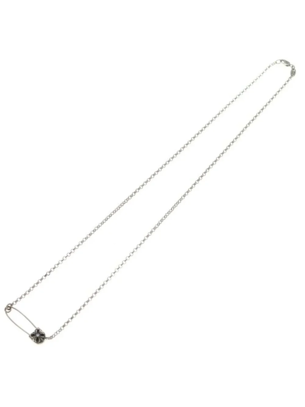 Chrome Hearts Safety Pin Roll Chain Silver Necklace